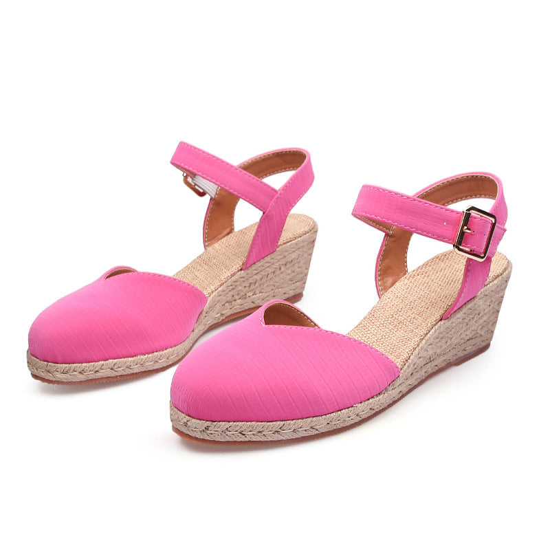Women's Wedge Platform High Toe Box Pumps Back Empty Slippers