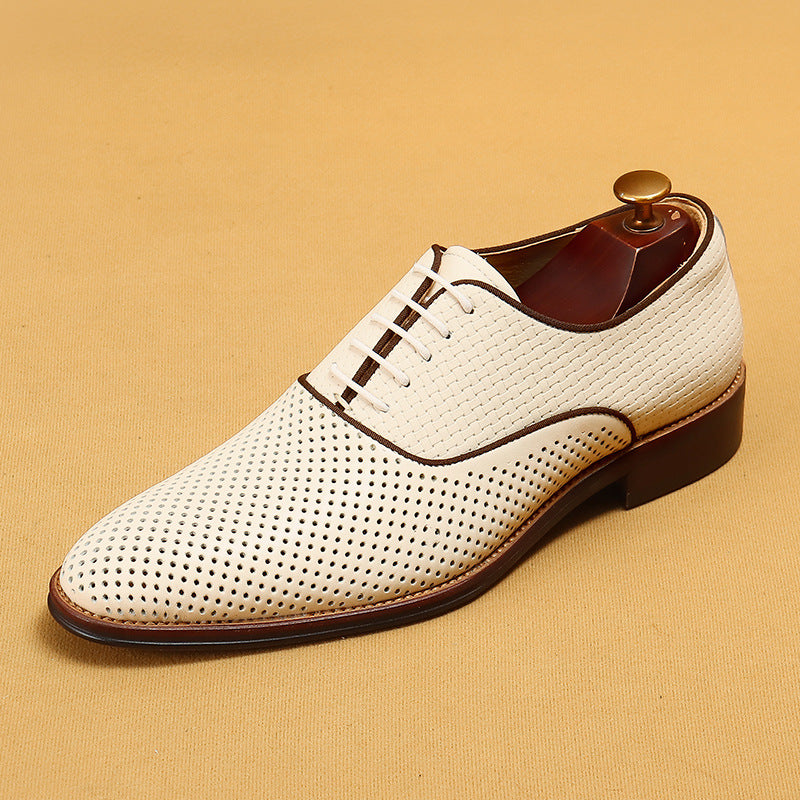 Men's Hollow Formal Wear Soft Genuine Surface Leather Shoes