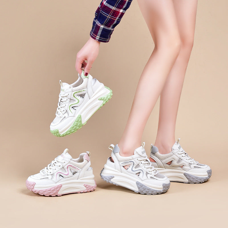 Women's Hollow Summer Height Increasing Insole Mesh Casual Shoes