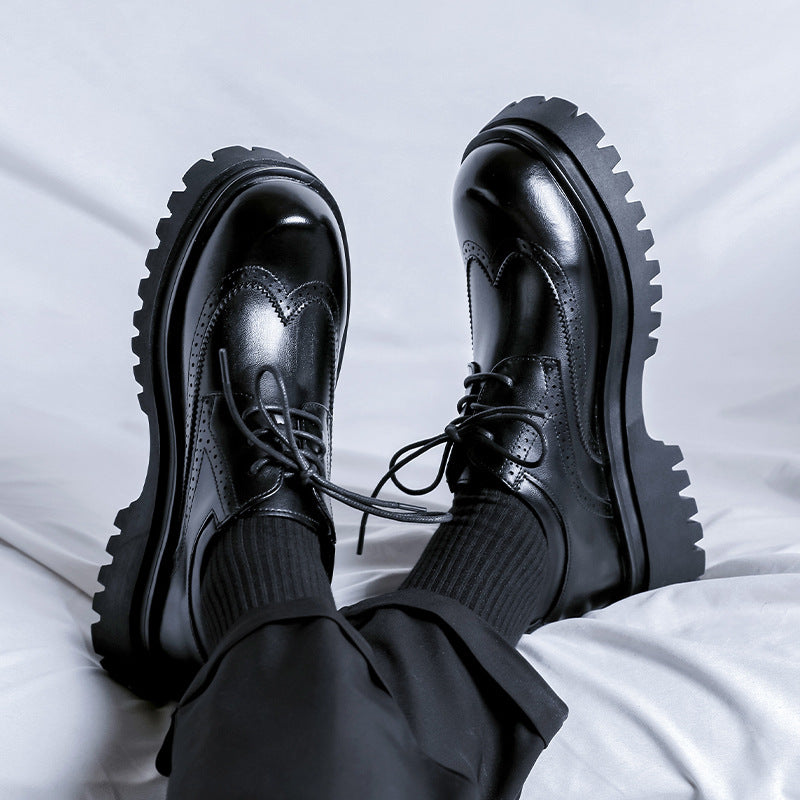Men's Thick Bottom Heighten British Style Summer Leather Shoes