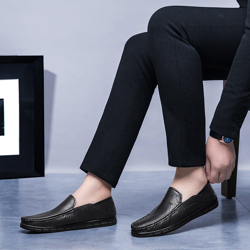 Men's Cowhide Soft Bottom Slip On Business Casual Shoes