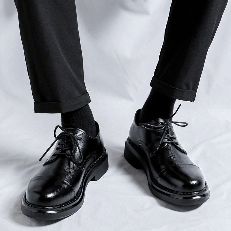 Men's Business Handmade Platform Hight Increasing British Style Men's Casual Leather Shoes