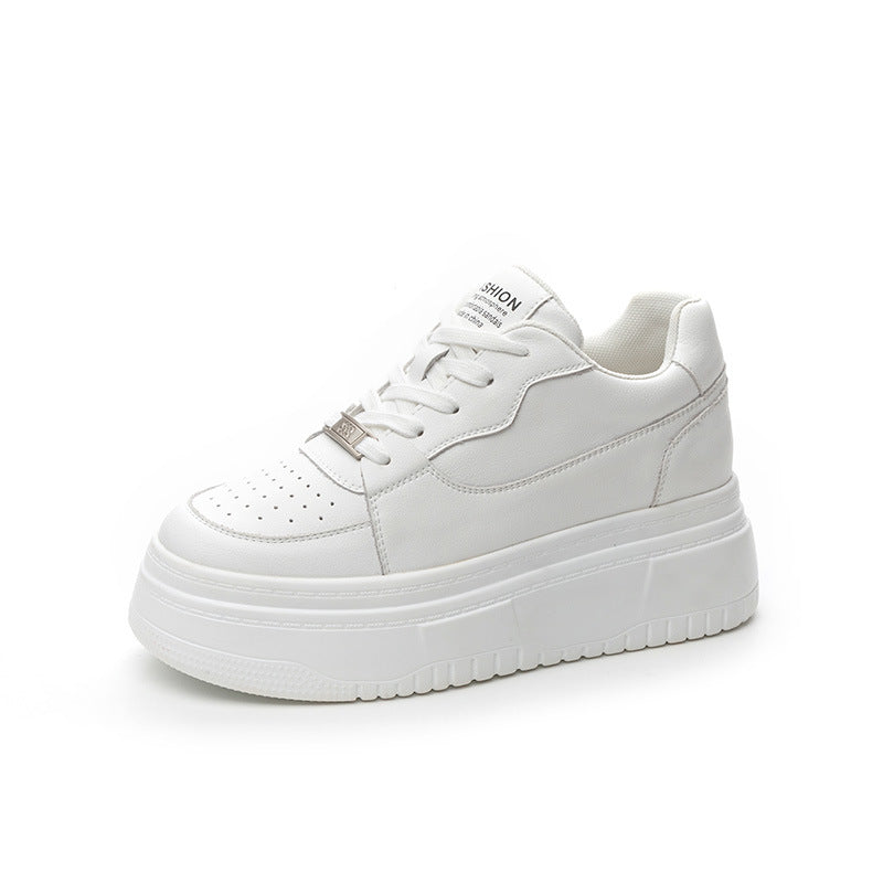 Women's White Autumn Thick Bottom Board Sports Breathable Casual Shoes