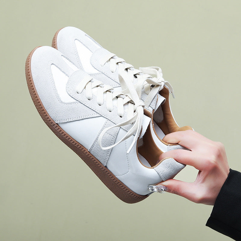 Women's Vintage Genuine Gold Sier Flat German Training Low Top Sneakers