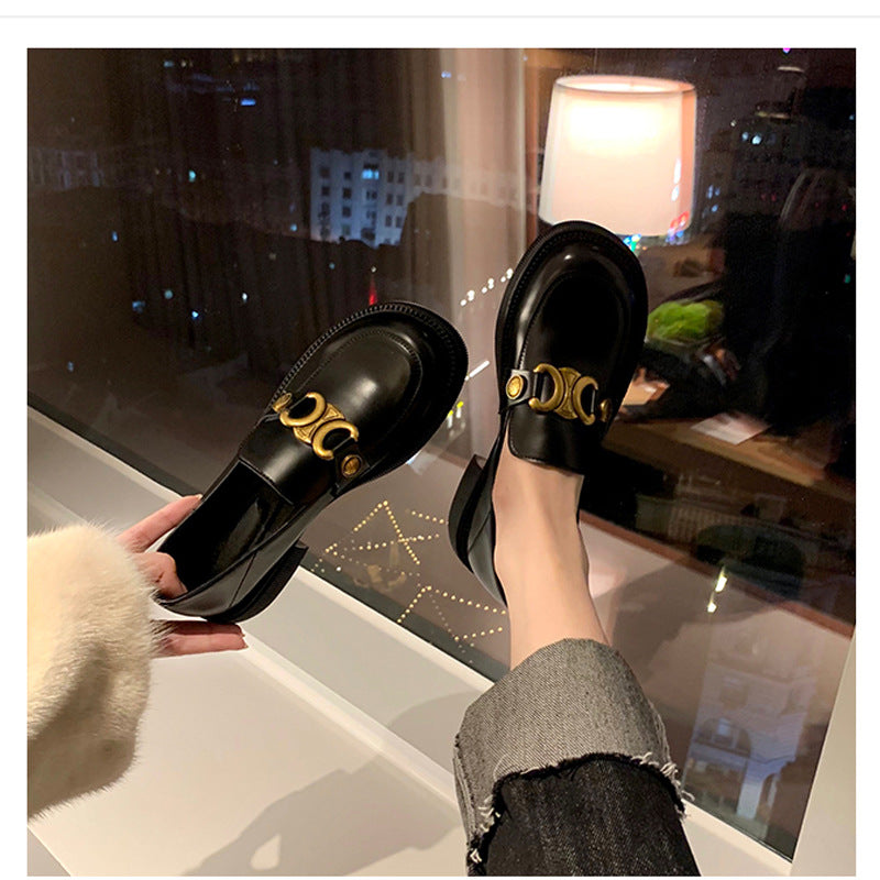 Women's Platform Thick With British Style One Loafers