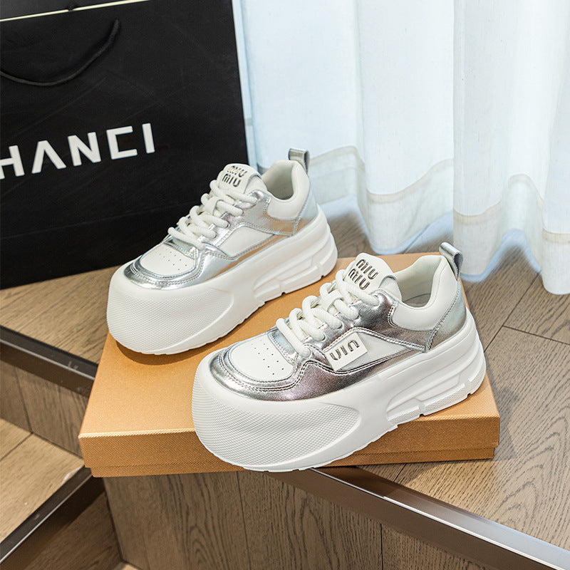 Women's Platform White Heightened Spring Soft Bottom Casual Shoes