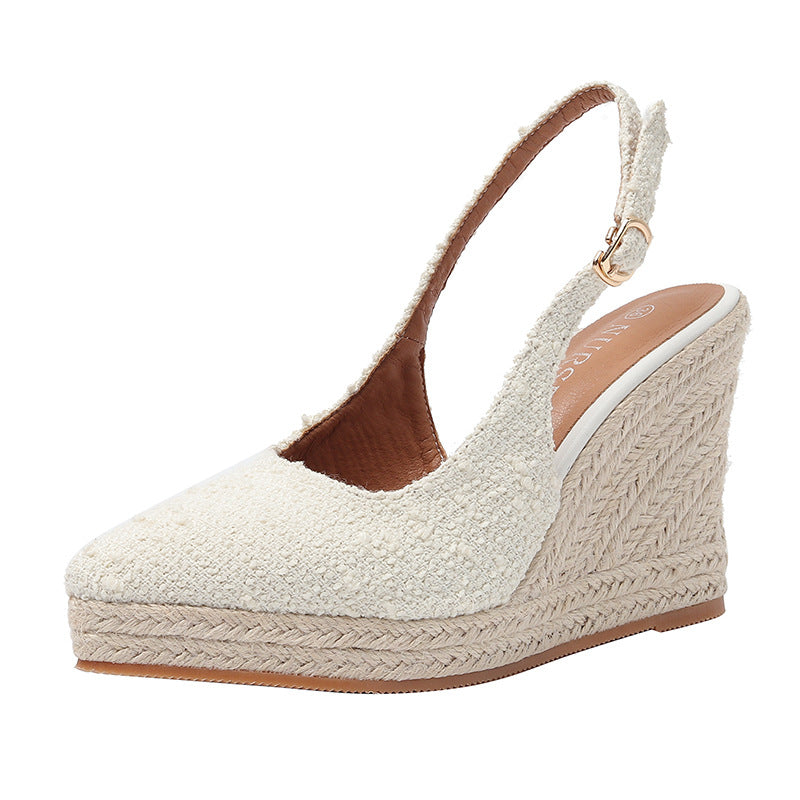 Women's Wedge Thick Bottom Toe Cap High Slippers
