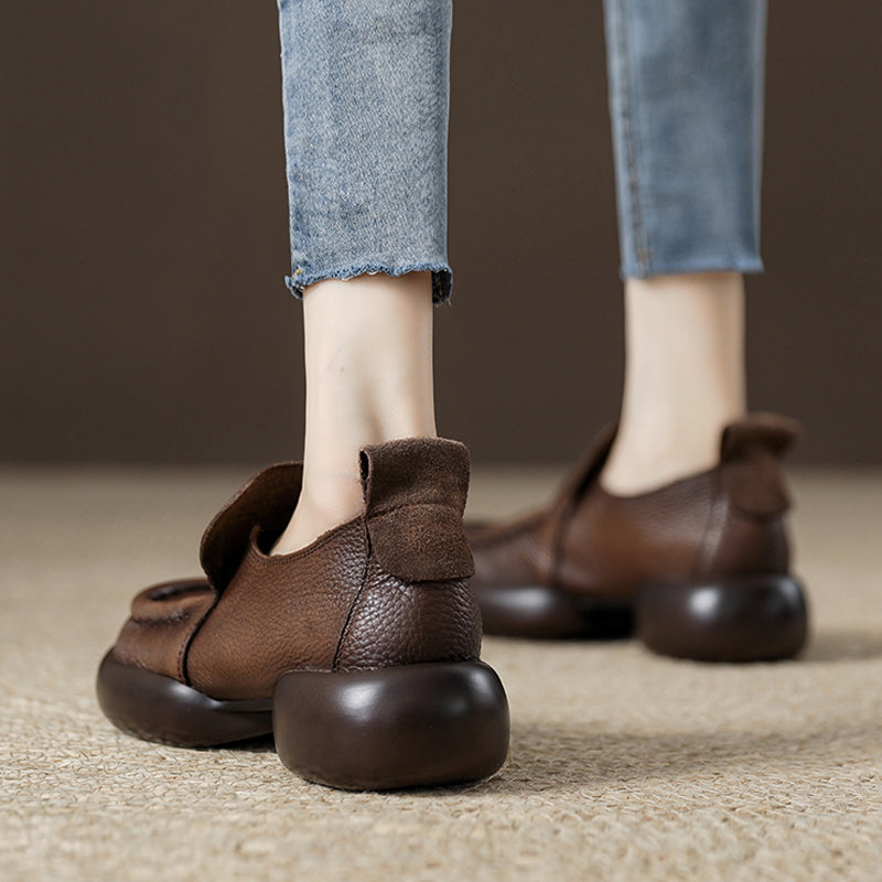 Women's Deep Mouth Soft Black Thin Vintage Loafers