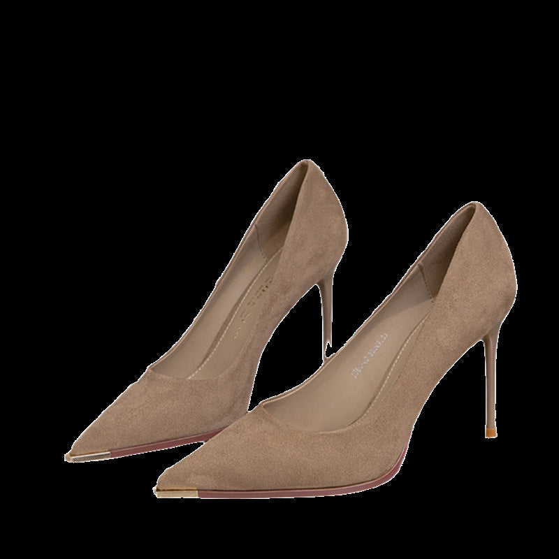 Women's Black High Sexy Pointed Stiletto French Women's Shoes
