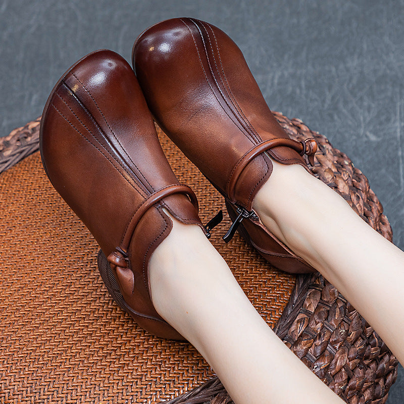Women's Mouth Pumps Thick Mid Soft Bottom Retro Casual Shoes