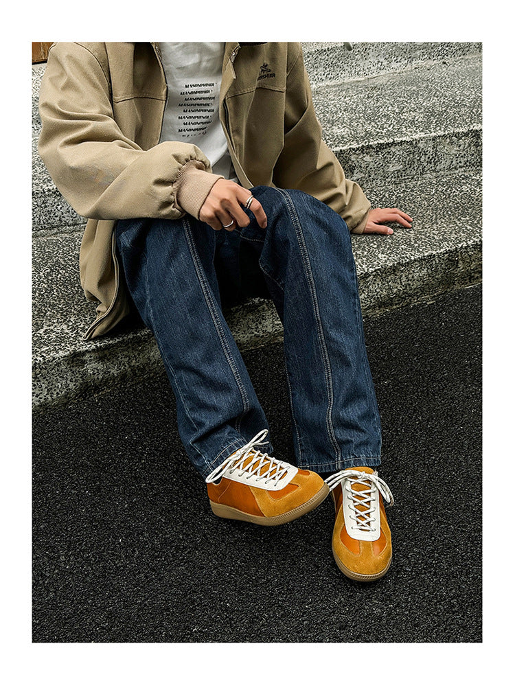Spring Niche Retro German Training Style Leather Shoes