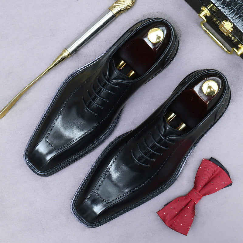Men's Bridegroom Wedding Genuine Formal British Trend Cowhide Leather Shoes