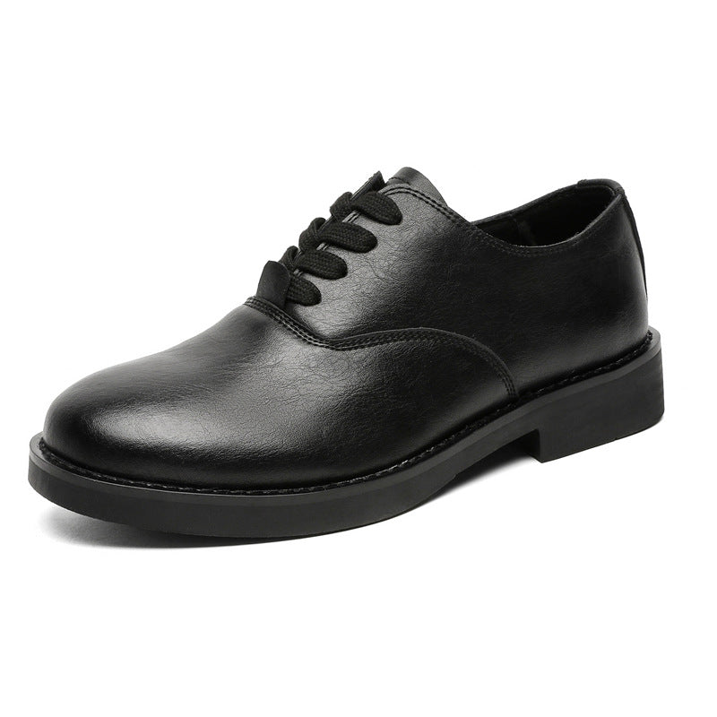 Men's Wear Business Round Head Height Increasing Soft Leather Shoes