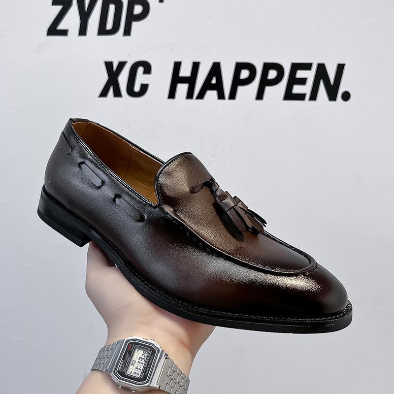 Men's British Tassel One Pedal Business Formal Men's Casual Leather Shoes