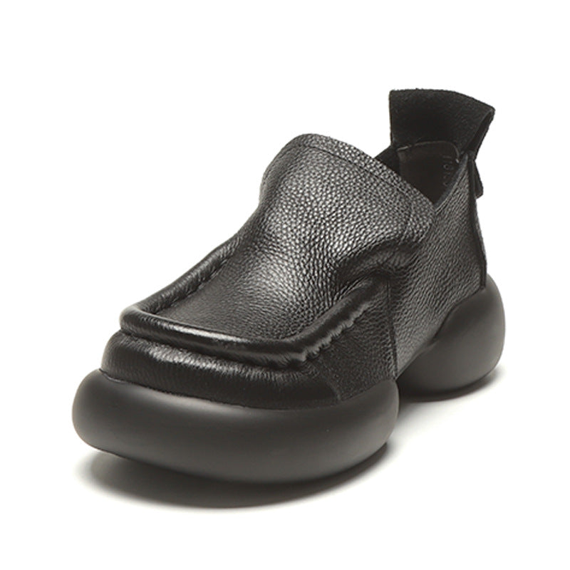 Women's Deep Mouth Soft Black Thin Vintage Loafers