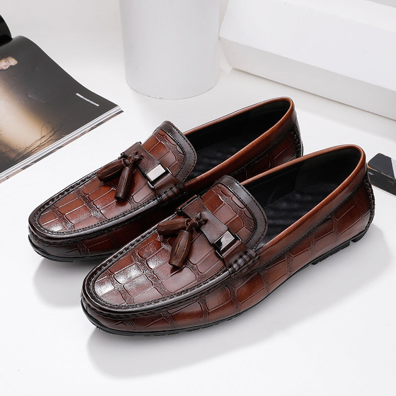 Men's Tassel Tods Green British Style Slip-on Casual Shoes