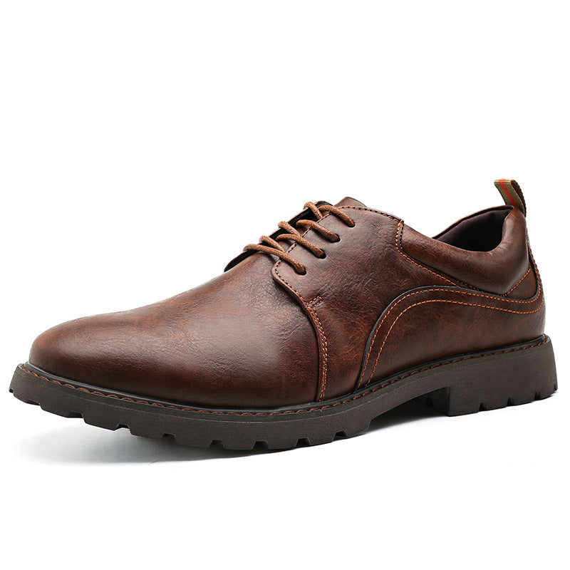 Men's Retro Derby Outdoor Clothes British Style Single-layer Leather Shoes