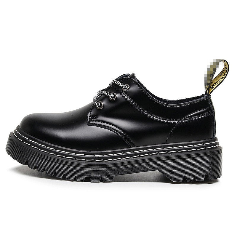 Thick Bottom Holes Martin Female Low-cut Genuine Leather Shoes