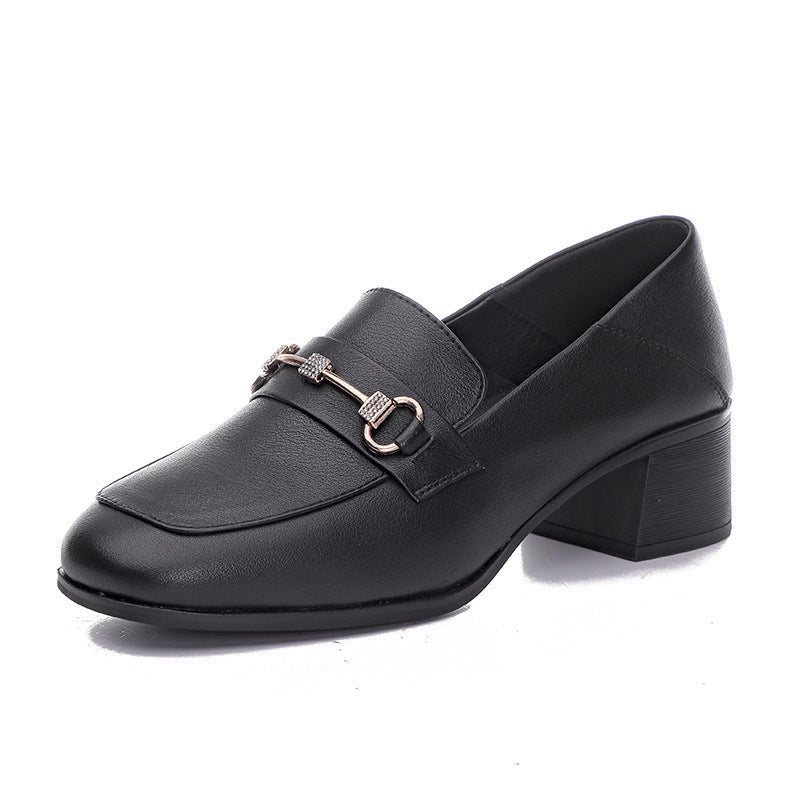 Women's British Fashion Slip-on Dual-purpose Square Toe Chunky Women's Shoes