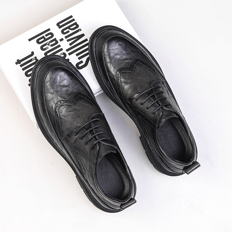 Men's Brown Formal Business British Wedding Leather Shoes
