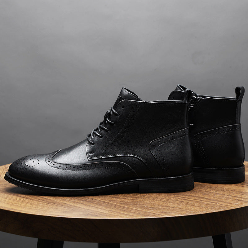 Men's Martin Breathable Ankle British Style Brogue Boots