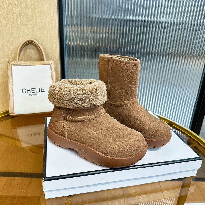Integrated Middle Lamb Home Thick Warm Snow Boots