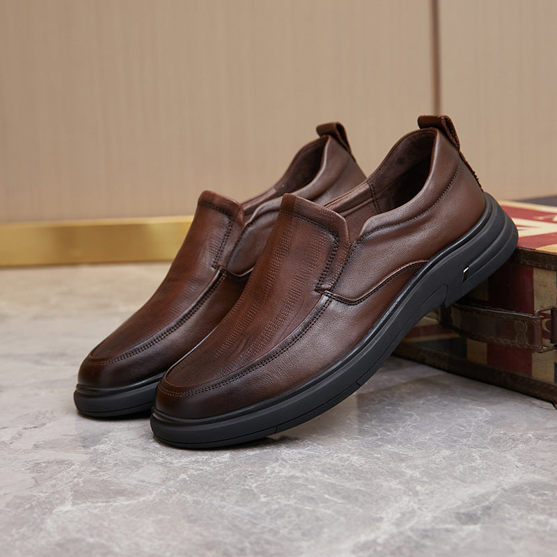Men's Super Soft Top Layer Cowhide Embossed Leather Shoes