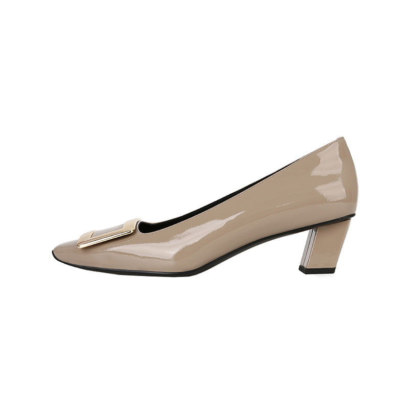 Women's High Version Square Buckle Chunky Pumps Women's Shoes