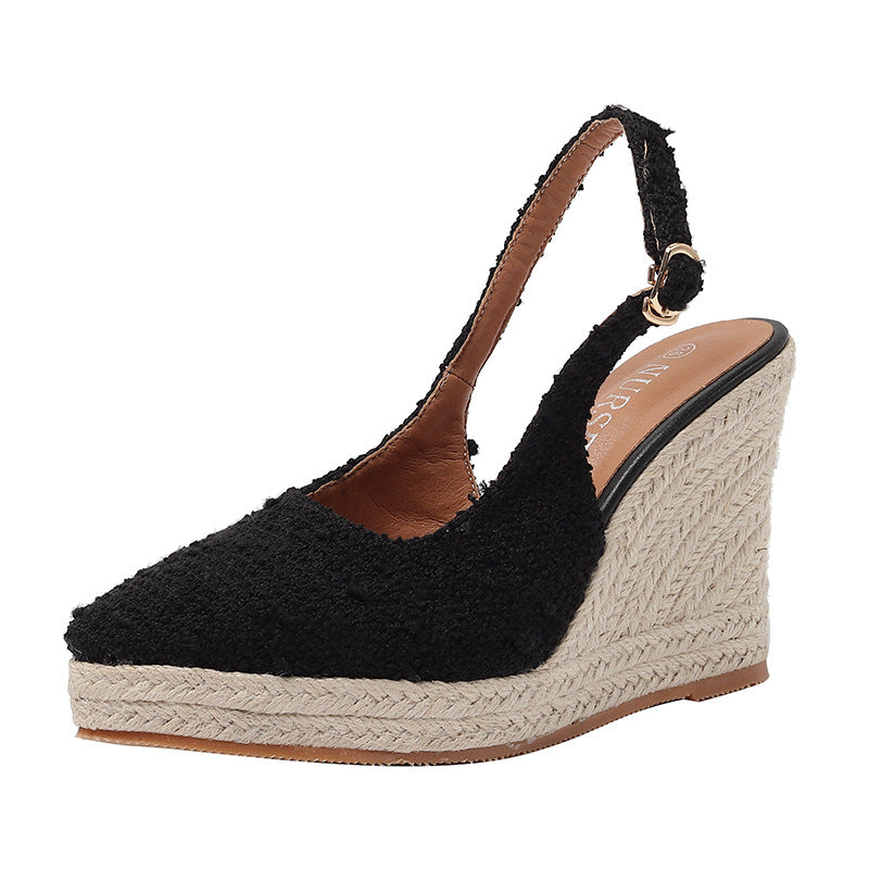 Women's Wedge Thick Bottom Toe Cap High Slippers