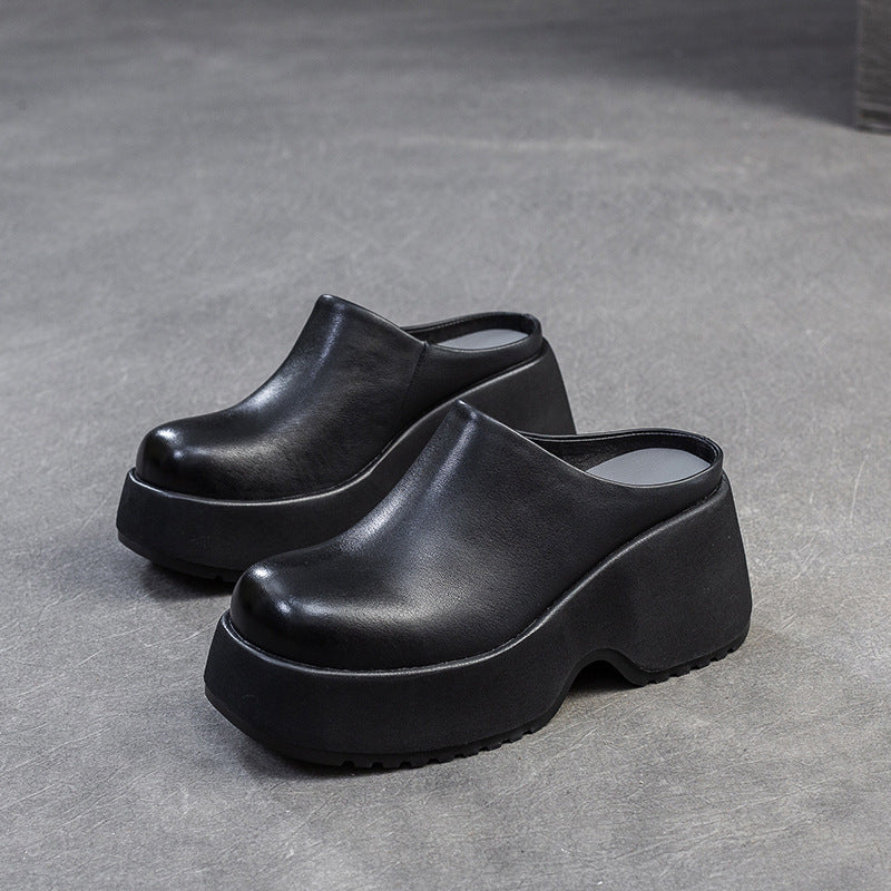 Women's Lazy Pump Outdoor Retro Height Increasing Slippers