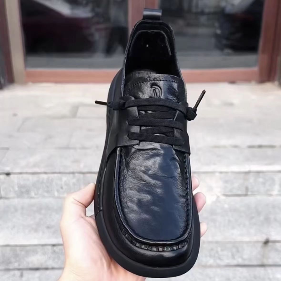 Men's Genuine Spring Trendy Platform British Style Men's Business Leather Shoes