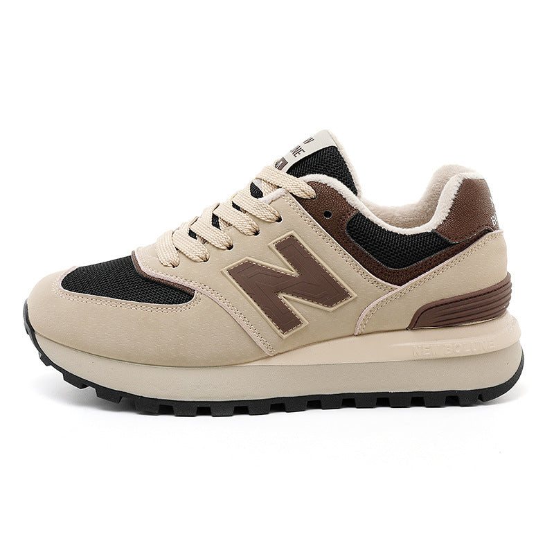Women's Price Control Autumn Breathable Color Matching Thick Bottom Fleece-lined Casual Shoes