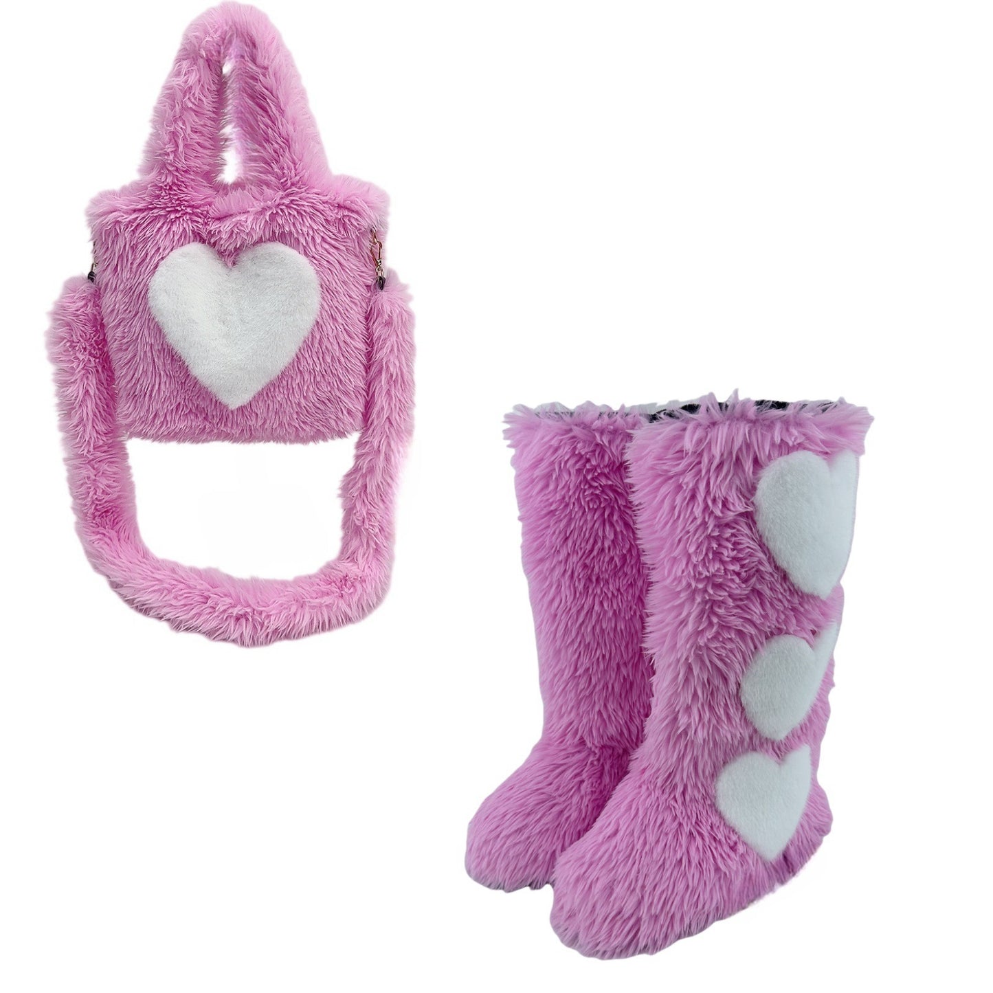 Women's Sweet Cool Style Imitation Fur Furry Tote Bag Snow Boots