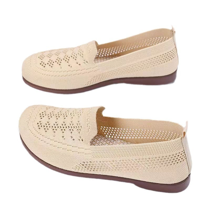 Feet Super Soft Lightweight Grandma Low Top Fly Woven Casual Shoes