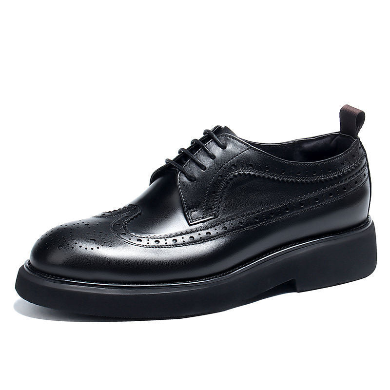 Men's Formal Wear Carved Cowhide Increased Light Casual Shoes