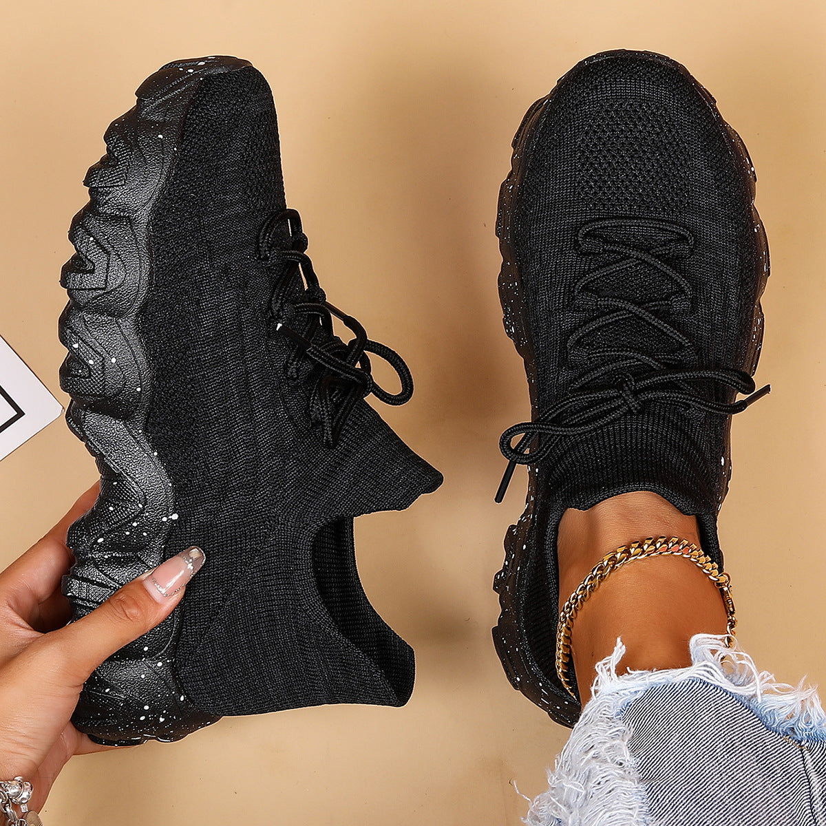 Women's Plus Size Sports Breathable Socks Slip-on Casual Shoes