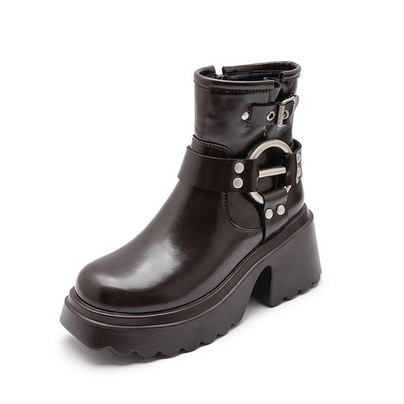 Women's High Platform Martin Genuine Outdoor Skinny Boots