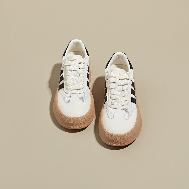 Women's Breathable White Genuine Summer Retro Thick-soled Sneakers