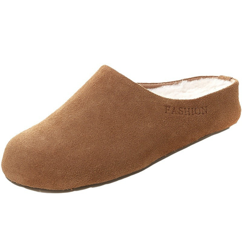 Women's Vintage Genuine Fluffy Outer Wear Thick Bottom Lamb Woolen Slippers