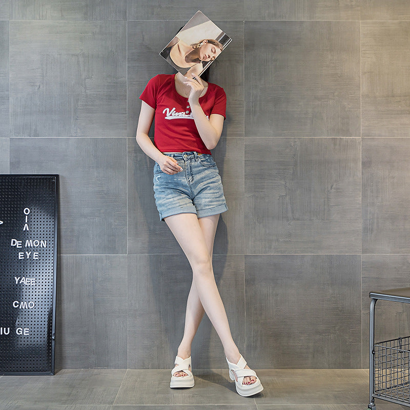Women's Platform Small Wide Strap Summer Outer Wear Sandals