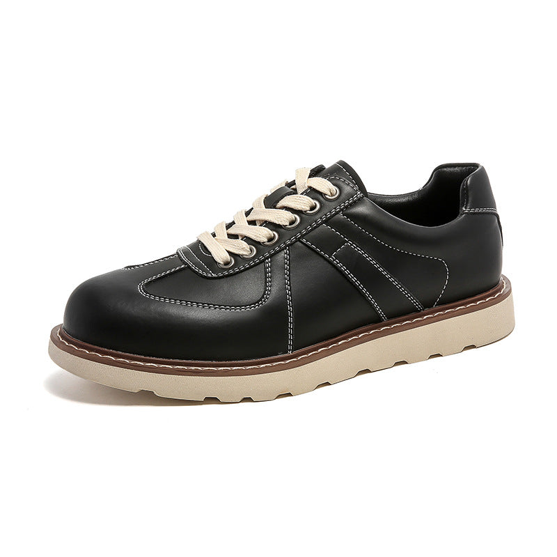 Men's Thick-soled British Style Derby Oxford White Leather Shoes