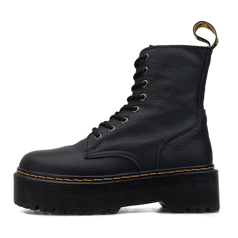 Women's Layer Litchi Pattern Female Side Zip Platform Boots