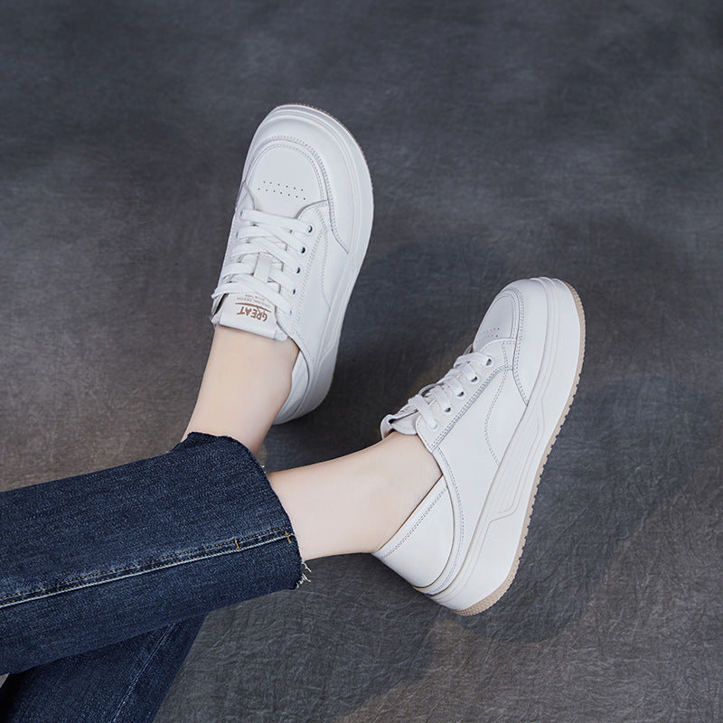 Women's Platform White Genuine Super Soft Bottom Casual Shoes