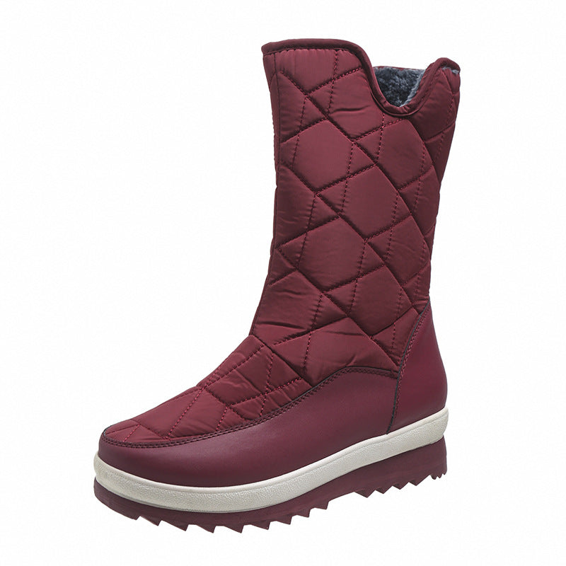 Warm Keeping Cotton Zip Side V Snow Boots