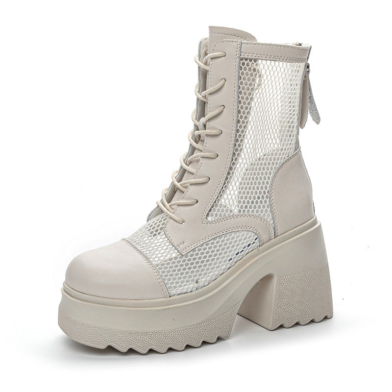 Women's Thick Mesh Hollow Martin Small Tall Boots
