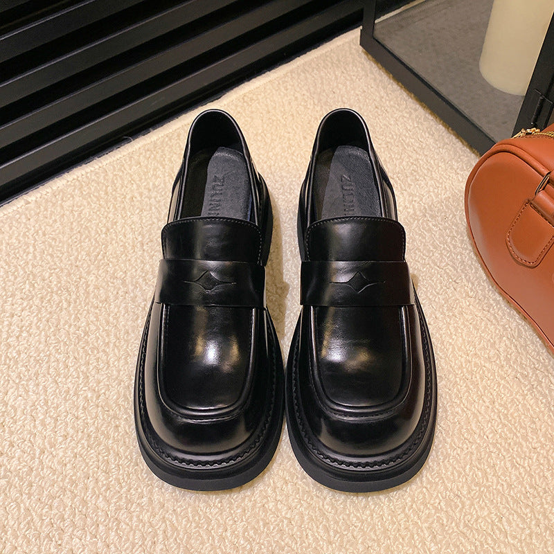 Women's Version One Pedal Brown Thick Sole Pumps Retro British Loafers