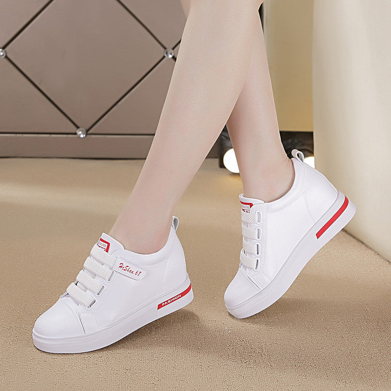Women's White Inner Height Increasing Velcro Travel Sneakers