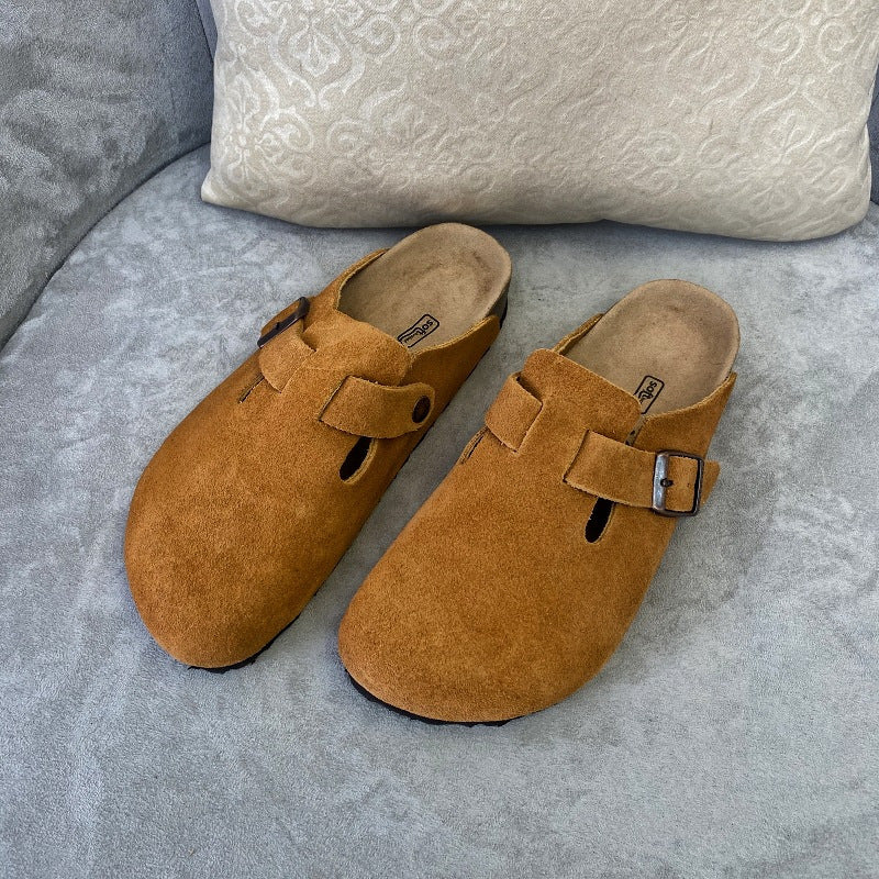 Women's Matte Real Cork Thick Bottom Slip-on Sandals