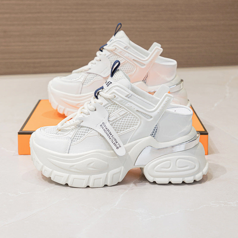 Women's White For Heightened Daddy Summer Breathable Sneakers