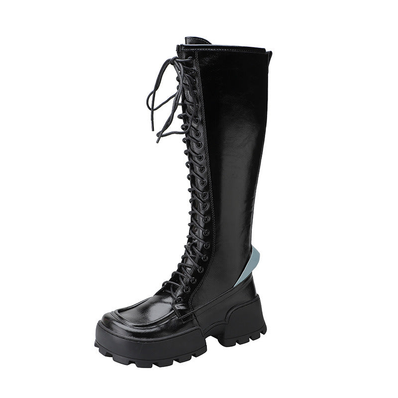 Women's Show Thin Black Platform Knight High Boots